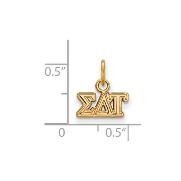 14K Gold Plated Silver Sigma Delta Tau XS (Tiny) Greek Letters Charm - Picture 2 of 3